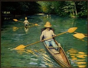Gustave Caillebotte est né en 1848 à Paris, et mort à Gennevilliers en 1894. Élève de l’Ecole des Beaux-Arts de Paris, il y rencontre Degas, Monet et Renoir.